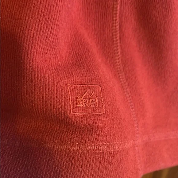 REI red-orange quarter zip fleece sweater - Picture 4 of 8